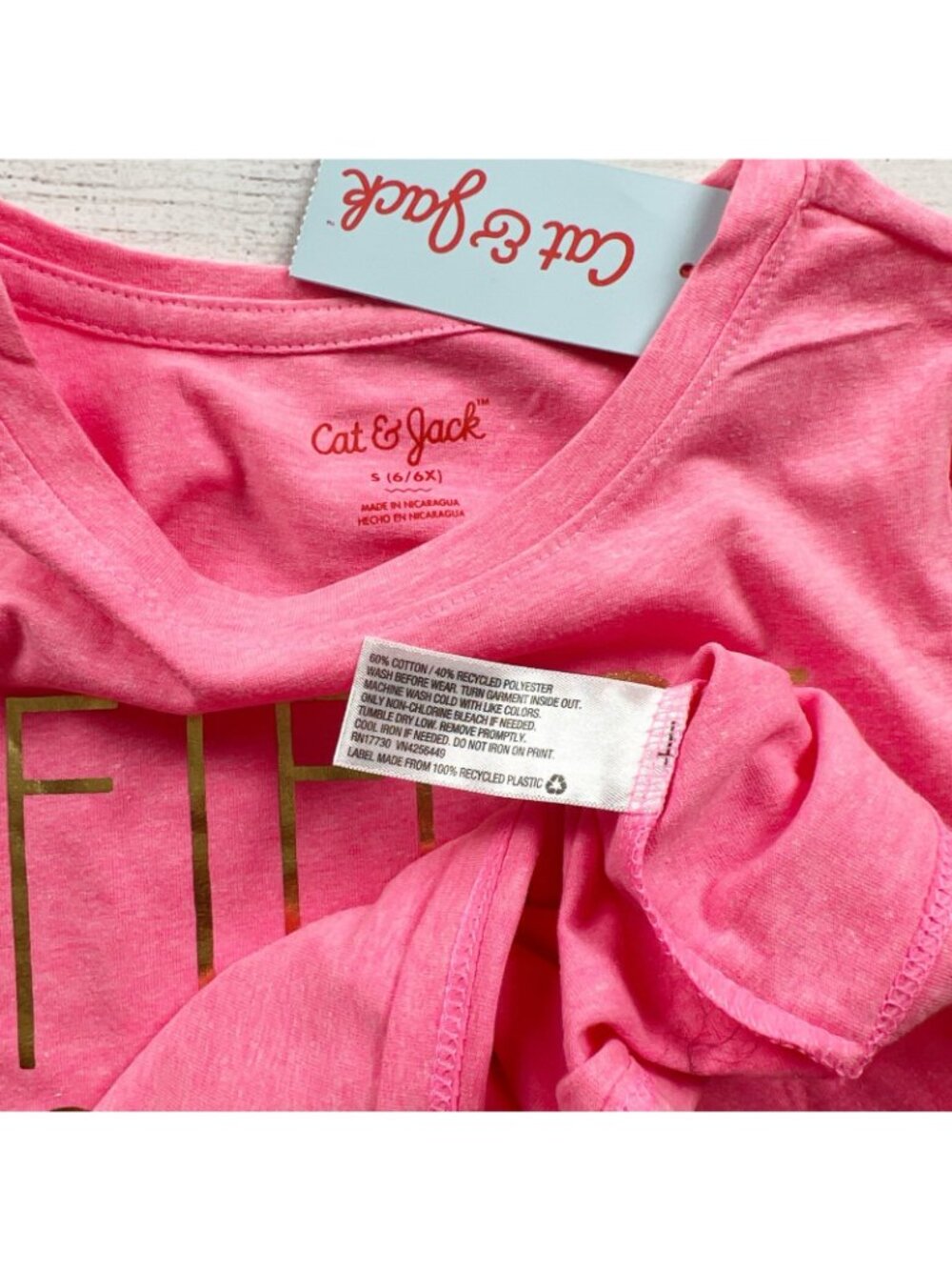 Cat & Jack Girls Fierce Champion Pink Graphic T-Shirt Short Sleeve NWT S 6-6X - Picture 2 of 3